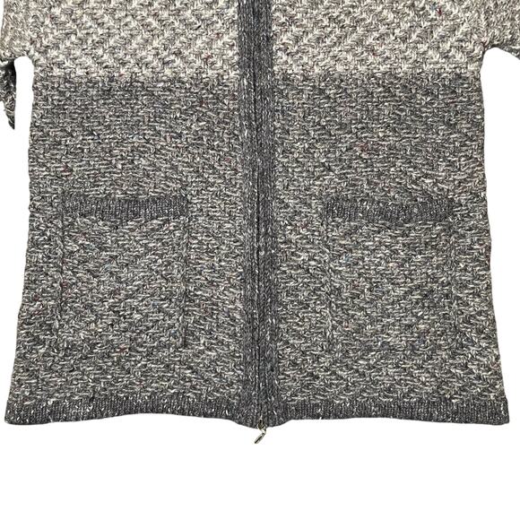 NWOT Aran Crafts 100% Wool Knit Short Sleeve Zip Cardigan Sweater Gray Small - Picture 6 of 9
